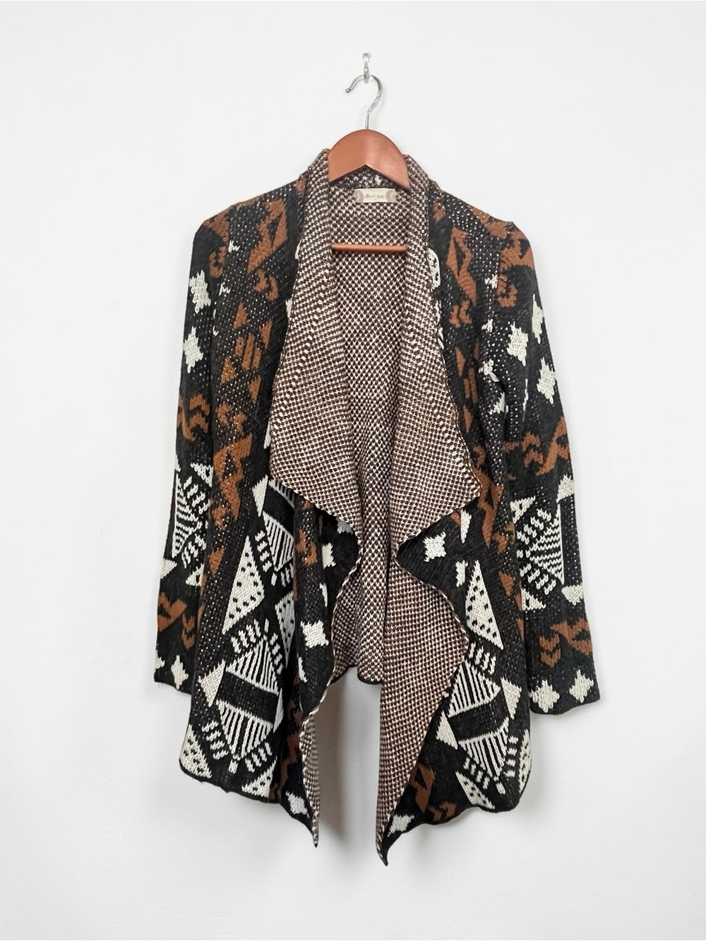 Altar’d State Draped Open-Front Western Aztec Boho Festival Cardigan -  S